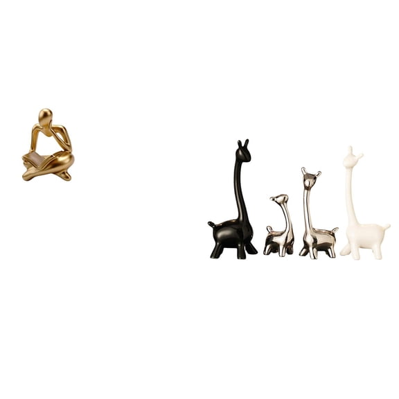 CarpNettore Abstract Thinker Giraffe Statue Decoration for Tabletop Living Room Shelf Office Bookshelf Ceramic Centerpiece Modern Creative Furnishing for Desk Bedroom Decor