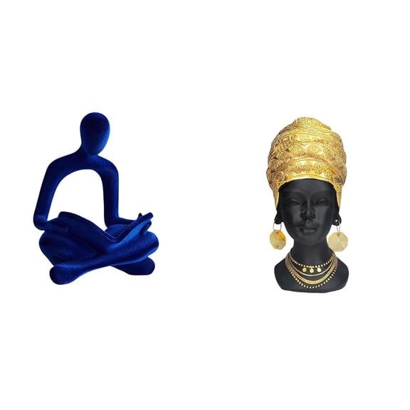 CarpNettore Abstract Thinker Human Figurine Sculpture Ornament for Office Bar Wedding and African Woman Resin Statue Tabletop Centerpiece Creative Home Decor Collection