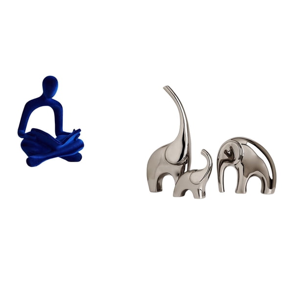 CarpNettore Abstract Thinker Human Figurine Sculpture Ornament for Office Bar Wedding and Family Elephants Ceramic Statue Animal Collectible for Home Shelf Bookself TV Stand