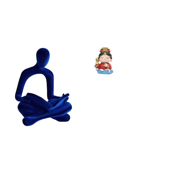 CarpNettore Abstract Thinker Human Figurine Sculpture Ornament for Office Bar Wedding and Mazu Mother Resin Statue Collectible Birthday Gift for Fireplace Bedroom Cabinet