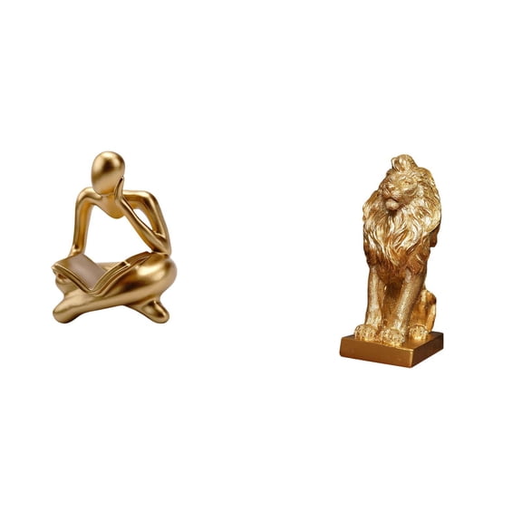 CarpNettore Abstract Thinker Lion Statue Decoration for Tabletop Living Room Shelf Office Bookshelf Collectible Ornament Art Figurine Decorative Birthday Gift