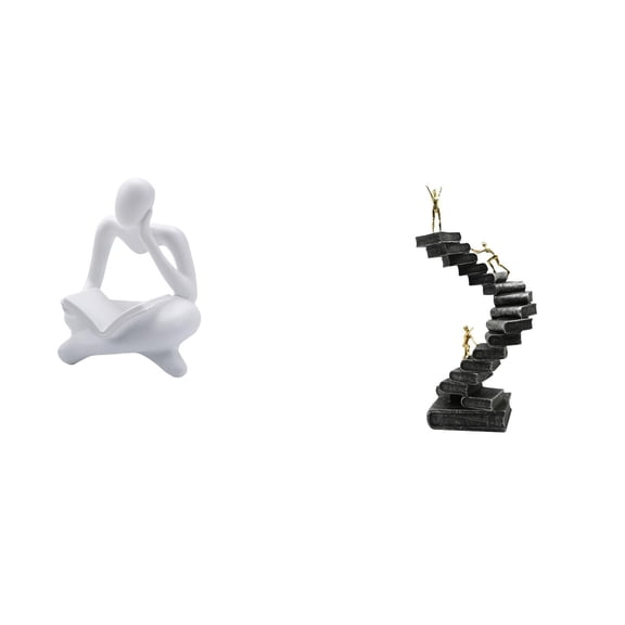 CarpNettore Abstract Thinker Statue Decoration for Tabletop Living Room Shelf Office Bookshelf Ladder Resin Figure Handicraft for Bookshelf Decorative Objects Desktop Table Decorations