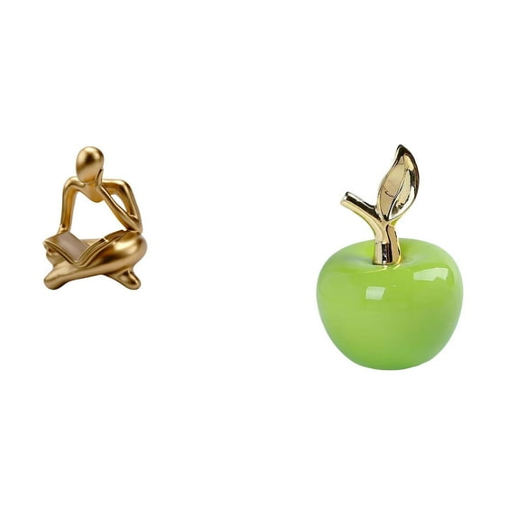CarpNettore Abstract Thinker Statue Decoration for Tabletop Living Room Shelf Office Bookshelf Ornament Simulation Artwork Home Decoration Ceramic Figurine Fruit Sculpture for Cafe Study Room