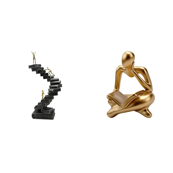 CarpNettore Abstract Thinker Statue Resin Figure Handicraft for Bookshelf Shelf Office Living Room Tabletop Decorative Objects Decorations Decoration