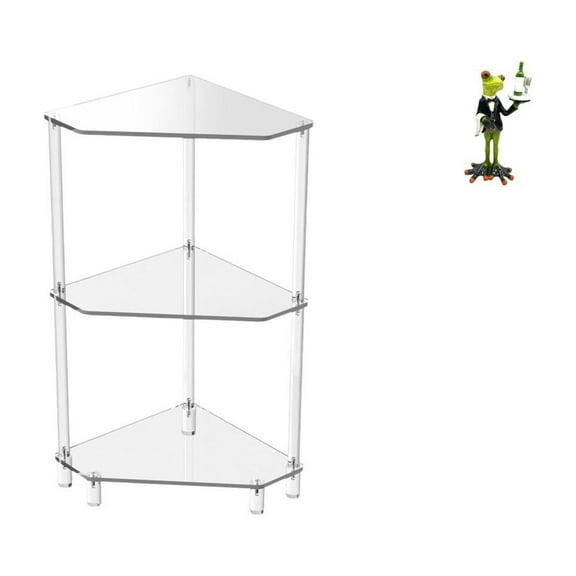 CarpNettore Acrylic Corner Side Table 3 Tier End Table Small Side Table Waiter Frog Statue Shelf Made of Acrylic And Resin Suitable for Living Room Bedroom Bathro