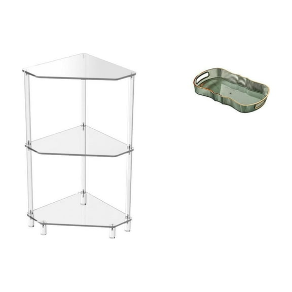CarpNettore Acrylic Corner Side Table with Three Tier End Table Storage Tray Rectangle Serving Tray for Kitchen Fruit Dessert Tray Suitable for Home Bedroom Livin