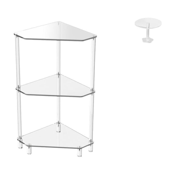 CarpNettore Acrylic Corner Side Table with Three Tiers Small End Table Round Desk for Dollhouse Miniature Furniture Crafted From Acrylic Suitable for Bedroom