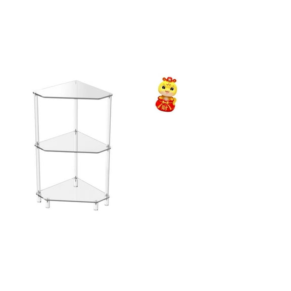 CarpNettore Acrylic Corner Side Table with Snake Statue 3 Tier End Table Small Resin Ornament Suitable for Living Room Bedroom Office Decor