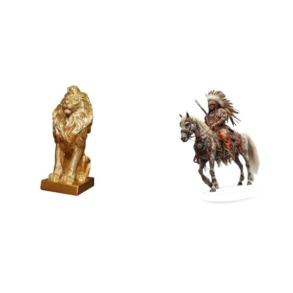 CarpNettore Acrylic Lion Knight Sculpture Statue Collectible Tabletop Ornament Art Figurine Decorative Centerpiece 2D Collection Waterproof Gift Desktop Decoratio
