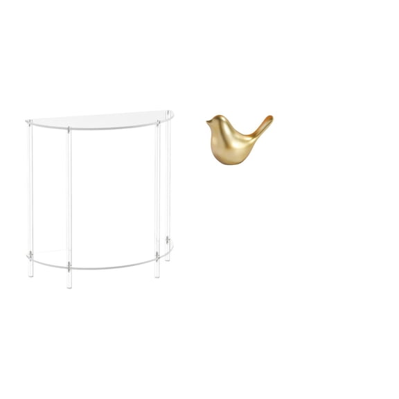 CarpNettore Acrylic Side Table with Golden Birds Figurine Modern Animal Statue Accent End Table for Living Room Bathroom Home Decor Housewarming Gifts