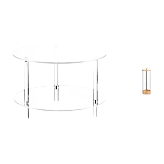 CarpNettore Acrylic Side Table with Transparent Straw Organizer Compact End Table for Drinks and Makeup Brushes Easy Assembly for Living Room Bathroom Home