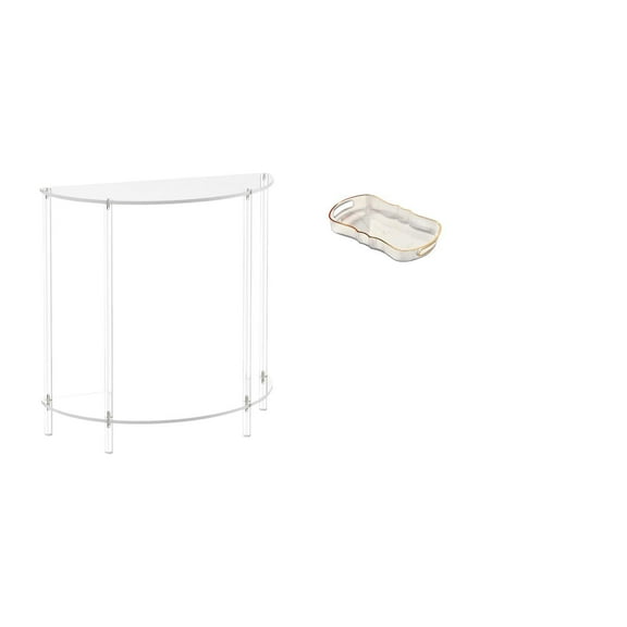 CarpNettore Acrylic Side Table Tray for Small Space Bathroom Vanity Fruit Cafe Cafeteria Food Cosmetic Storage Breakfast Living Room Decor
