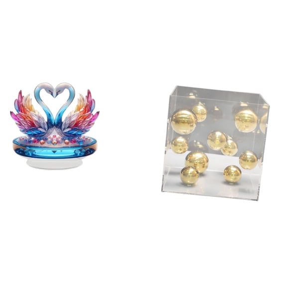 CarpNettore Acrylic Swan Sculpture Tabletop Centerpiece Transparent Ball Ornament Versatile Art Crafts Home Decor Office Shelf Decoration