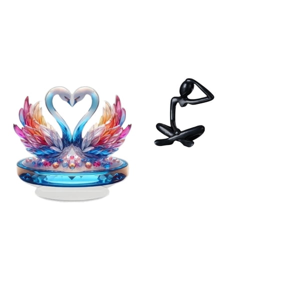 CarpNettore Acrylic Swan Thinker Abstract Sculpture Tabletop Centerpiece Modern Decorative Figurine Collection for Office Shelf Desk Cabinet Ornament