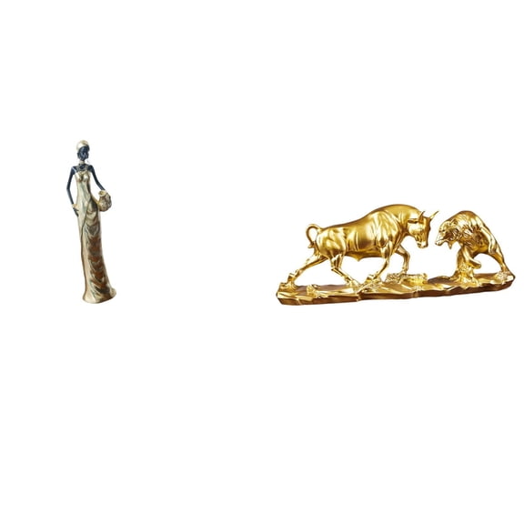 CarpNettore African Tribal Lady And Bull Feng Shui Sculpture Vintage Modern Artwork Figurine for Desk Cabinet Bedroom Housewarming And Birthday Gift Decor