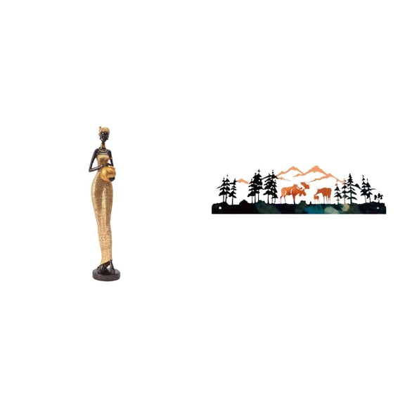 CarpNettore African Tribal Lady Figurine Sculpture Artwork for Bedroom Tabletop TV Cabinet And Deer Wall Decor Hanging Sculpture for Garden Fence Outdoor Indoor P