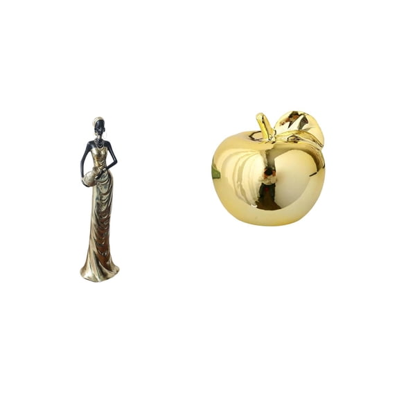 CarpNettore African Tribal Lady Figurine Vintage Art Ceramic Sculpture Decorative Ornament for Fireplace Cabinet Home Porches Restaurants Offices Collection