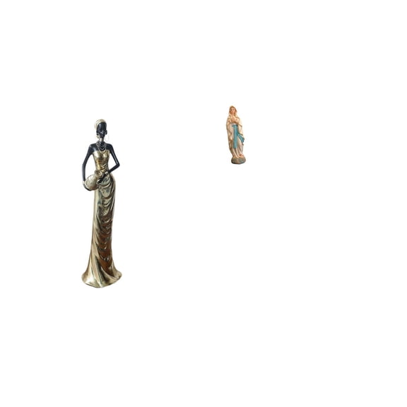 CarpNettore African Tribal Lady Figurine Vintage Art Sculpture Decorative Ornament for Home Decor and Luther Resin Statue Artwork Display Blessed Jesus Luther Cabinet