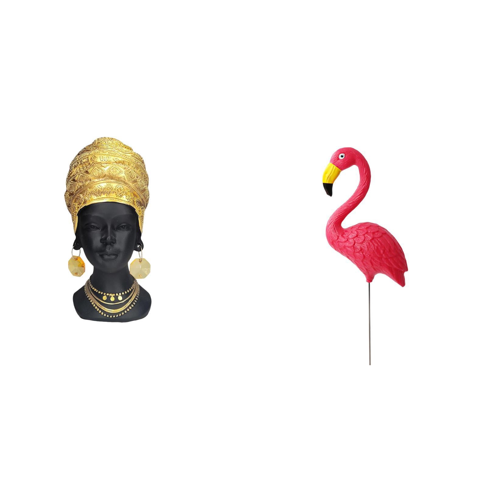 CarpNettore African Woman Bird Statue Tabletop Ornament Resin Figurine Creative Sculpture for Home Decor Centerpiece Entrance Shelf Yard Art Ornament Fairy Garden Accessories Flamingo Garden