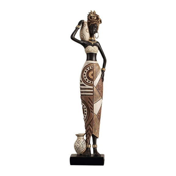 CarpNettore African Women Statue Bookshelf Table Centerpiece Accent Tribal Lady Figurine 7.5cmx4.5cmx32.5cm