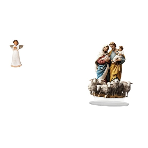 CarpNettore Angel Resin Figurine Collectible Statue Praying Sculpture Acrylic Desktop Table Sign Handcrafted Ornament Elegant Patterns Suitable for Gift Giving Ho