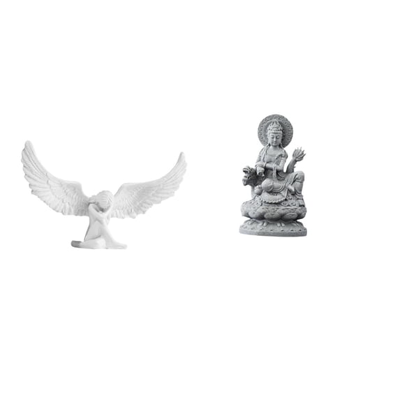 CarpNettore Angelic Resin Figurine with Graceful and Kuanyin Buddha Sculpture for Elegant Home Office Hallway Decor