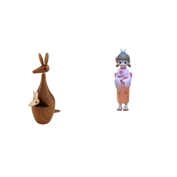 CarpNettore Animal Figurine Statue Decorative Party Favor Resin Asian Kabuki Geisha Doll Japanese Kimono Sculpture for Bedroom Bookshelf Birthday Farmhouse Dollhouse Accessories Store