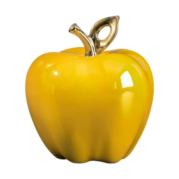 CarpNettore Apple Statue Art Crafts Ceramic Apple Figurine for Halloween TV Stand Office Yellow
