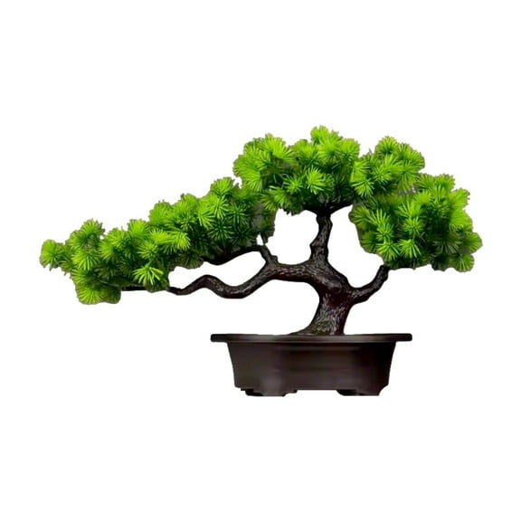 CarpNettore Artificial Bonsai Tree Green Bonsai Planter Decoration Desk Display Small Plants Longevity pine