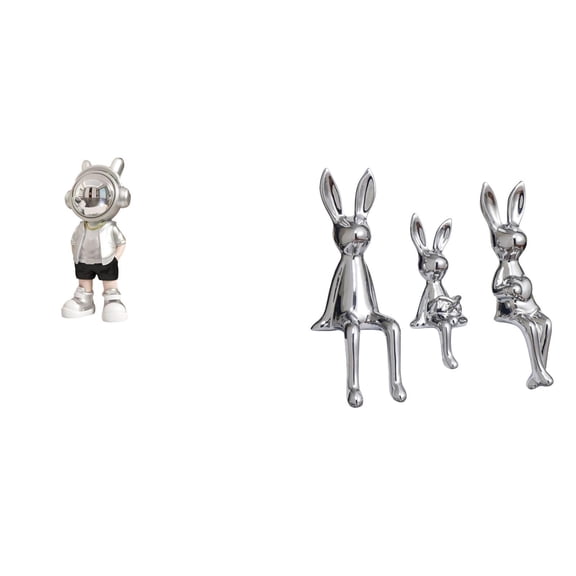 CarpNettore Astronaut Bunny Statue Tabletop Ornament Creative Modern Figurine for Fireplace Shelf Desk Housewarming Gift Animal Sculpture Cabinet Bookshelf Decor