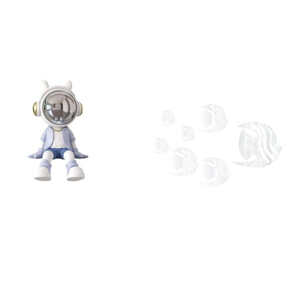 CarpNettore Astronaut Statue Desktop Figurine Wall Sticker Fish Wall Decals Acrylic Mirror Ornament with Resin Material Suitable for Bedroom Living Room Office Ho