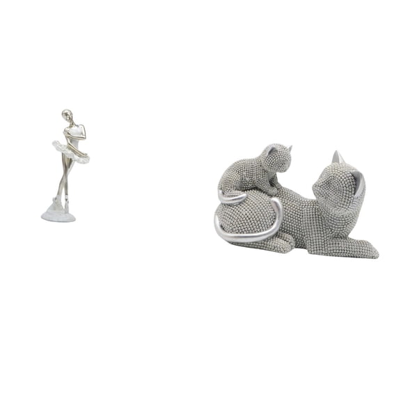 CarpNettore Ballerina Cat Figurine Modern Dancing Girl Animal Sculpture Creative Art Ornament for Bedroom Living Room Office Fireplace Entrance Housewarming Gift
