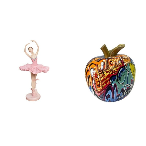 CarpNettore Ballerina Figurine Resin Girl Sculpture Statue Graffiti Fruits Collectable Artwork Ornament Birthday Gift Novelty Souvenir Desktop Office Study Room Bookshelf Table Bar Home