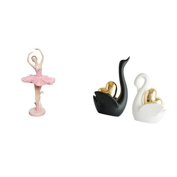 CarpNettore Ballerina Swan Figurine Resin Girl Sculpture Art Crafts Birthday Gift Novelty Souvenir Tabletop Ornament Couple's Decor for Office Study Room Bookshelf Entrance