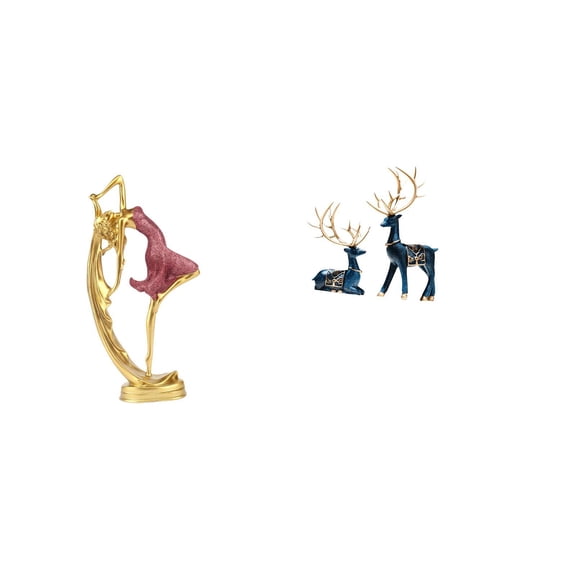 CarpNettore Ballet Dancing Girl Statue Ballerina Dancer Sculpture Friend Gift Resin Art Figurine Home Decoration for Office Desks Bedroom Reindeer Statue Sitting Standing Deer Statues Ornaments