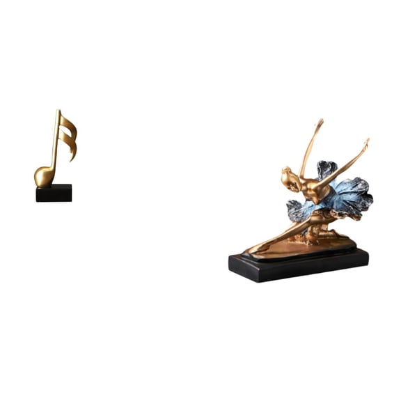 CarpNettore Ballet Music Note Dancer Sculpture Creative Resin Figurine Tabletop Centerpiece Ballerina Statue Gift for Desk Fireplace Housewarming Restaurant Decor