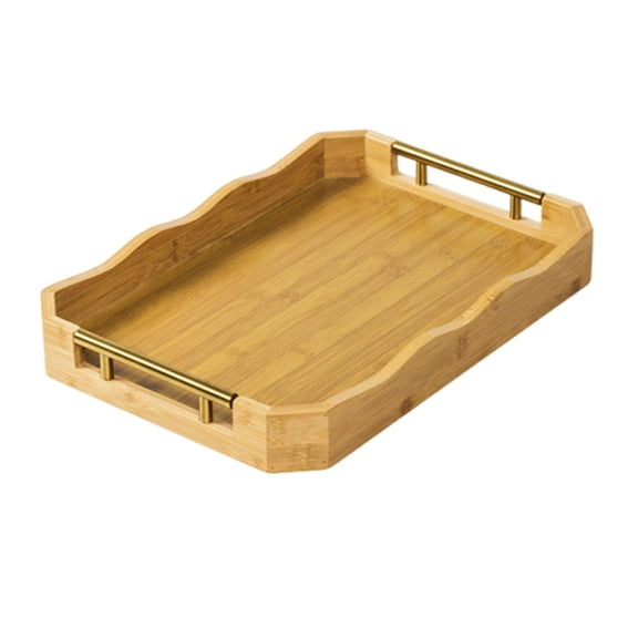 CarpNettore Bamboo Serving Tray Kitchen Platter Dessert Food Storage Cupcake Fruit Plate Tea S
