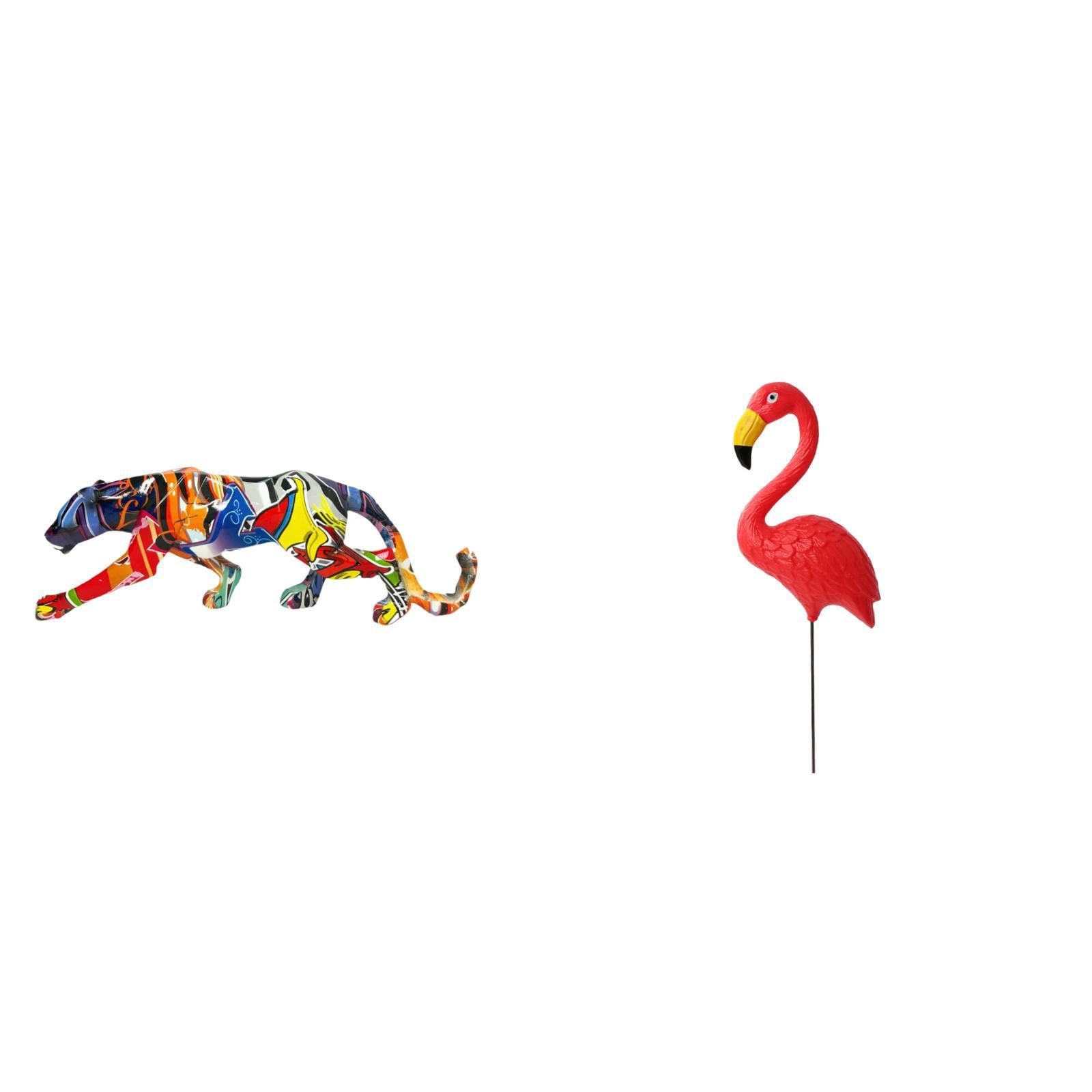 CarpNettore Bird Statue Sculpture Animal Craft Figurine Walking Ornament for Decoration Bookshelf Indoor Home Shelf Yard Art Backyard Fairy Garden Accessories Flamingo Stake for Holiday Spring