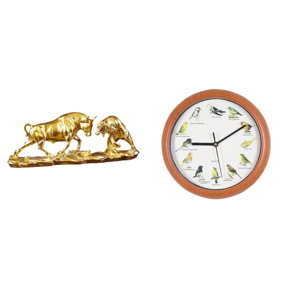 CarpNettore Bull Figurine and Singing Bird Wall Clock Modern Artwork Chinese Style Animal Sculpture for Walls Kitchen Home Decor Decorative Birthdays Gifts