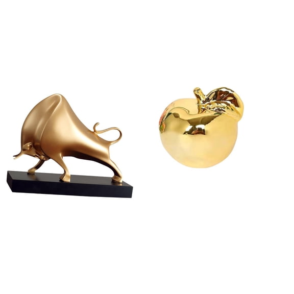 CarpNettore Bull Fruit Sculpture Ceramic Figurine Home Decor Tabletop Decoration Crafts Ox Abstract Statue Cattle Ornament Collection Craft Delicate Desktop Statue for Desk Living Room Bedroom