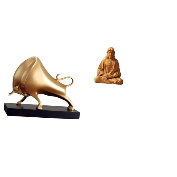 CarpNettore Bull Sculpture Sacred Heart Jesus Ox Abstract Statue Catholic Figurine Tabletop Collectible Cattle Figure for Living Room Bedroom Office Desk