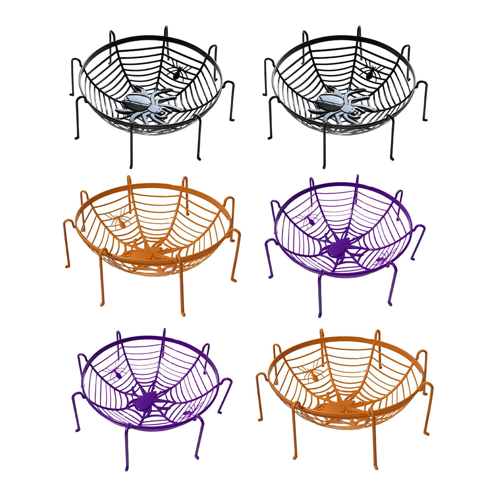 CarpNettore Candy Bowl Halloween Spider Web Basket Serving Platter Bread Basket Stand Easter 6pcs