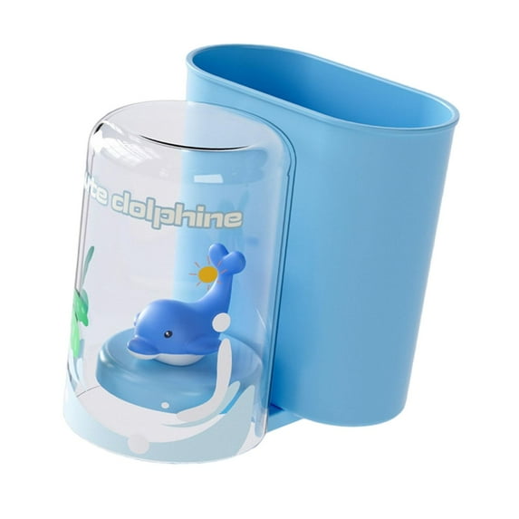 CarpNettore Cartoon Toothbrush Holder Cute Toothpaste Storage Box Rinsing Cup Stand for Home Blue