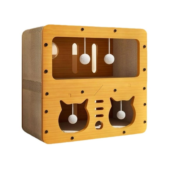 CarpNettore Cat Scratcher House Cardboard Cat House with Hanging Toy with Scratching Pad for