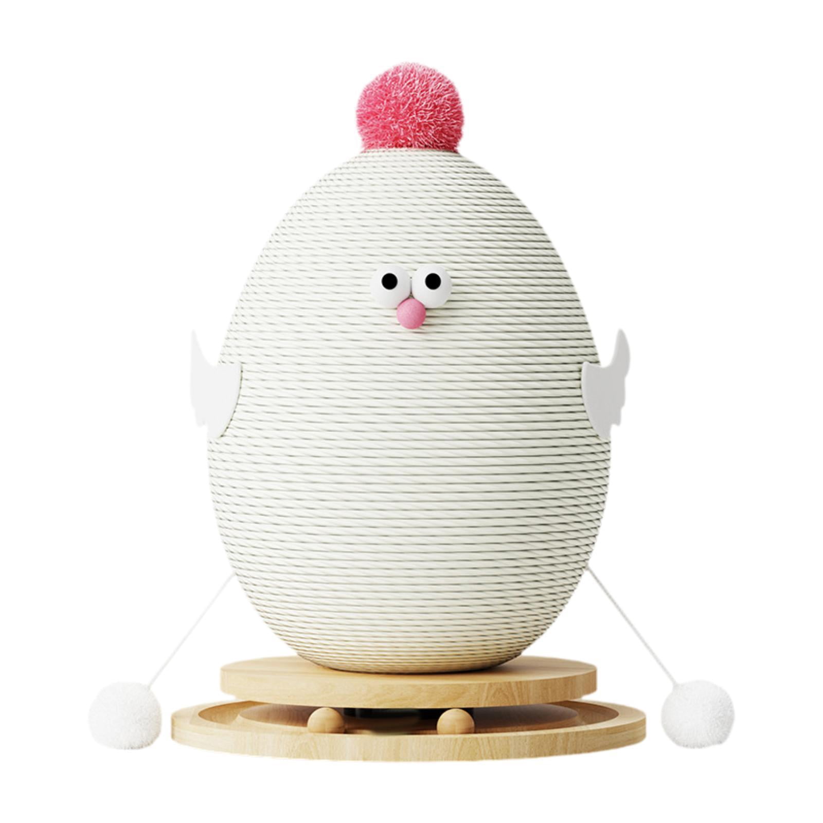 CarpNettore Cat Scratching Post Chick Cat Scratcher Toy Pet Furniture Interactive Ball Track white