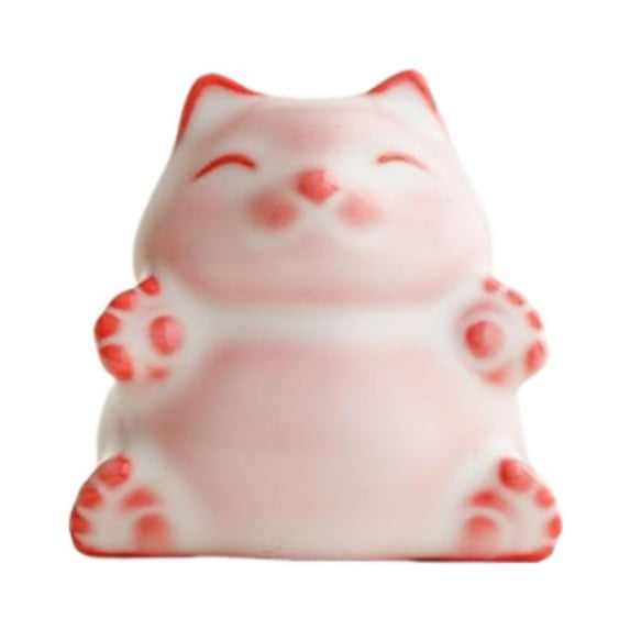 CarpNettore Cat Tea Pet Ceramic Cat Figurine Feng Shui Miniature Chinese Ornament Gift Craft