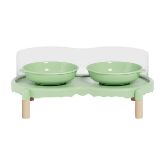 CarpNettore Ceramic Elevated Cat Bowls with Non Slip Stand Raised Feeding Station Raised Cat Green