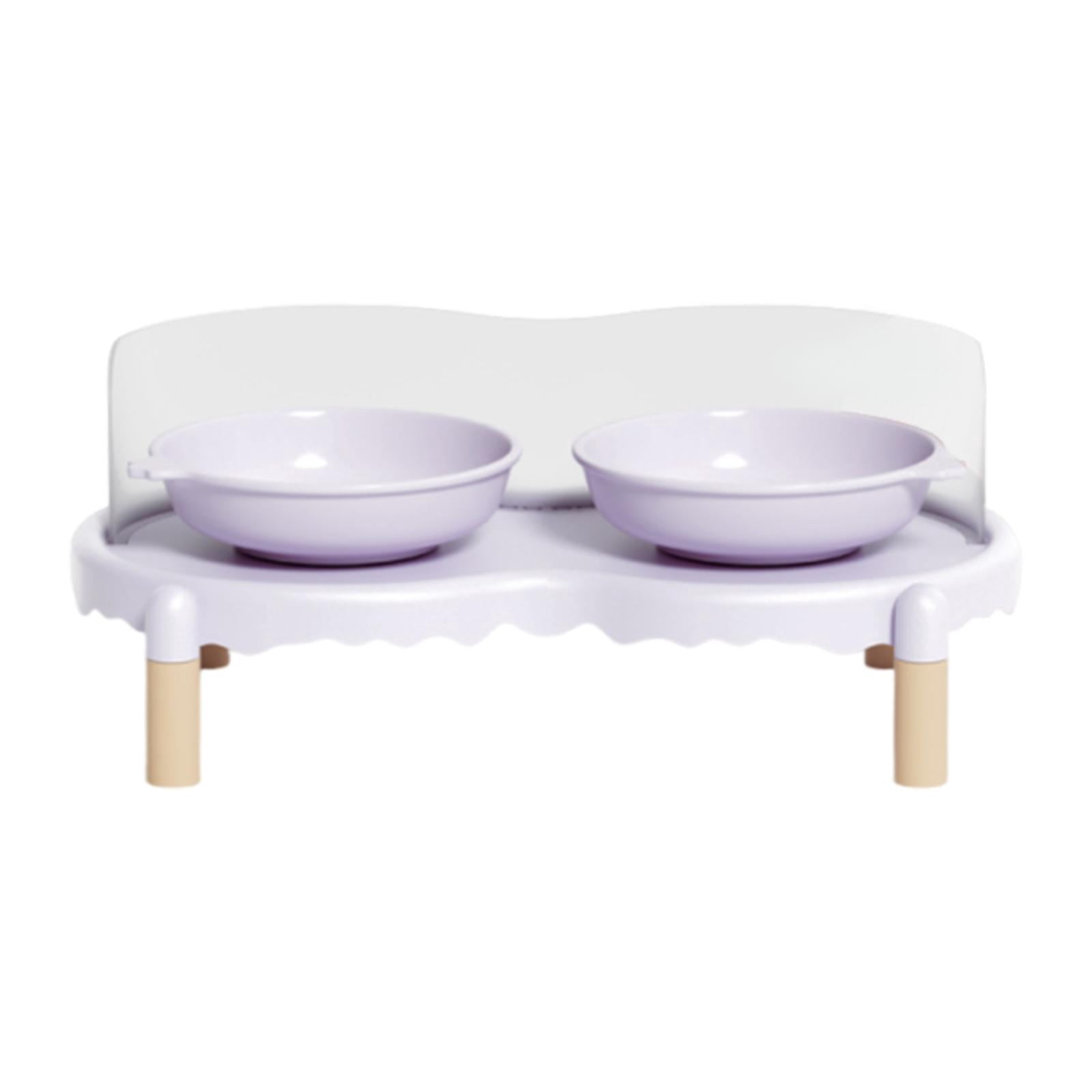 CarpNettore Ceramic Elevated Cat Bowls with Non Slip Stand Raised Feeding Station Raised Cat Purple