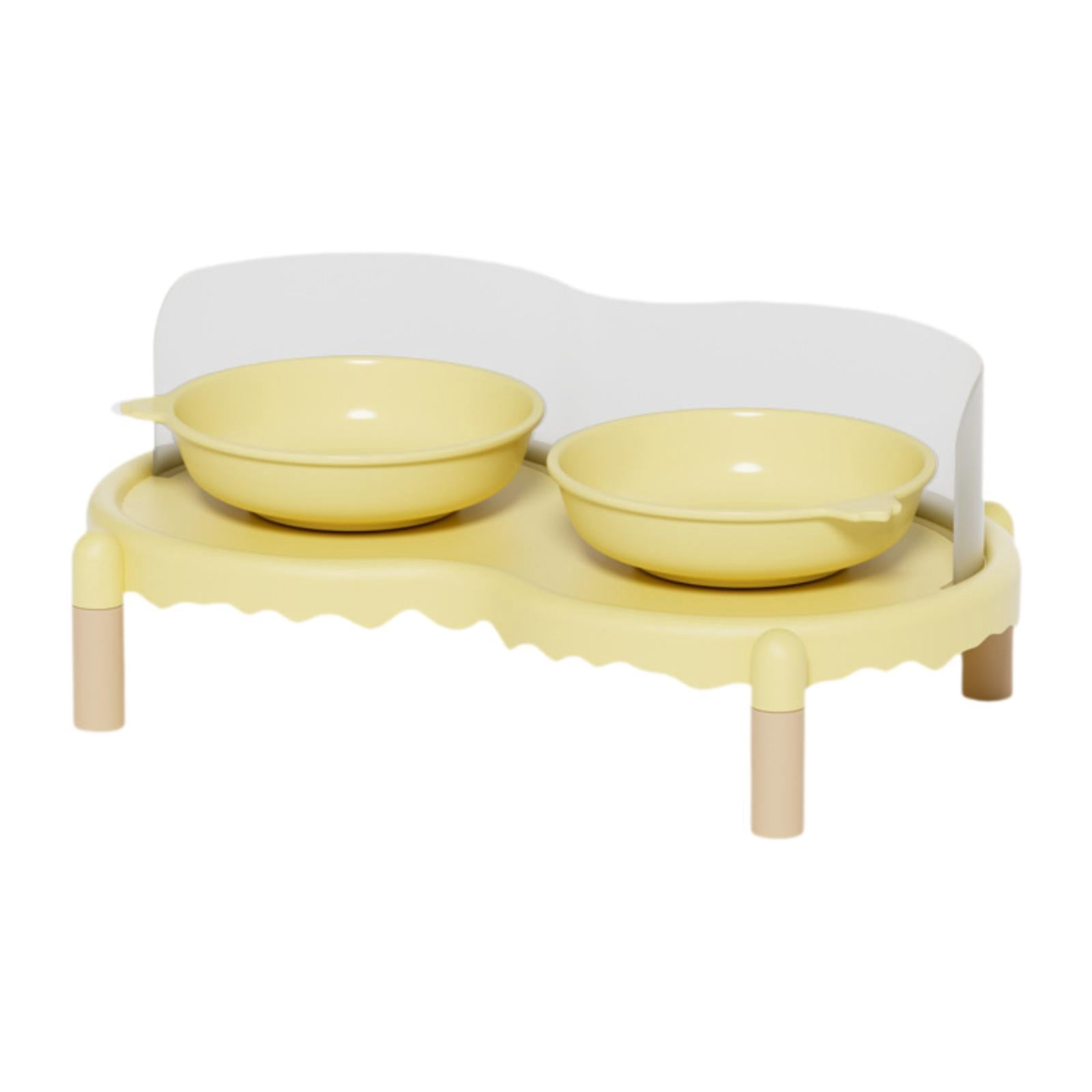 CarpNettore Ceramic Elevated Cat Bowls with Non Slip Stand Raised Feeding Station Raised Cat Yellow