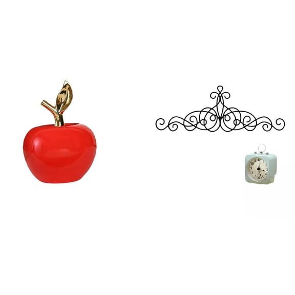 CarpNettore Ceramic Figurine Fruit Sculpture And Metal Wall Art Floral Plaque for Home Cafe Study Room Patio Indoor Outdoor Decoration